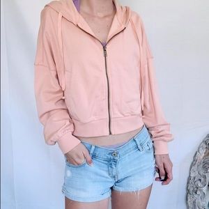 Young Fabulous & Broke Peach Crop Full Zip Hoodie. Size Small.